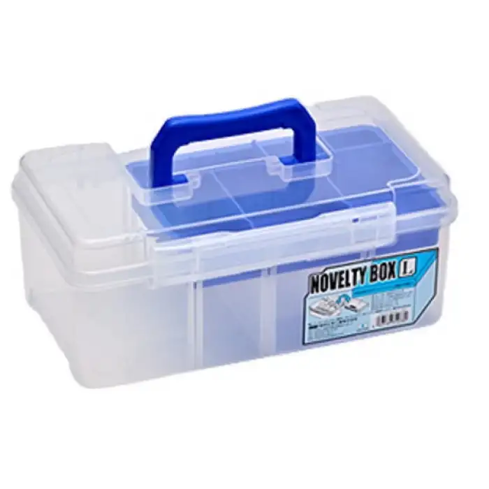 Meiho Novelty Box L Şeffaf Malzeme Kutusu (Mavi Detay)