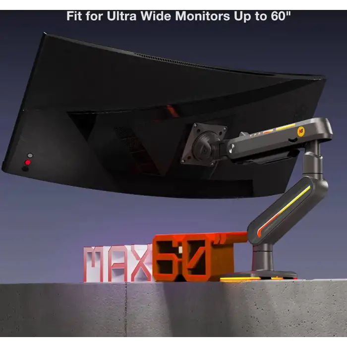 North Bayou NB F6 Gaming 32-60 inç Monitör Kolu 2-20 KG RGB Işıklı Yüksek Taşıma Kapasiteli Profesyonel Monitör Askısı