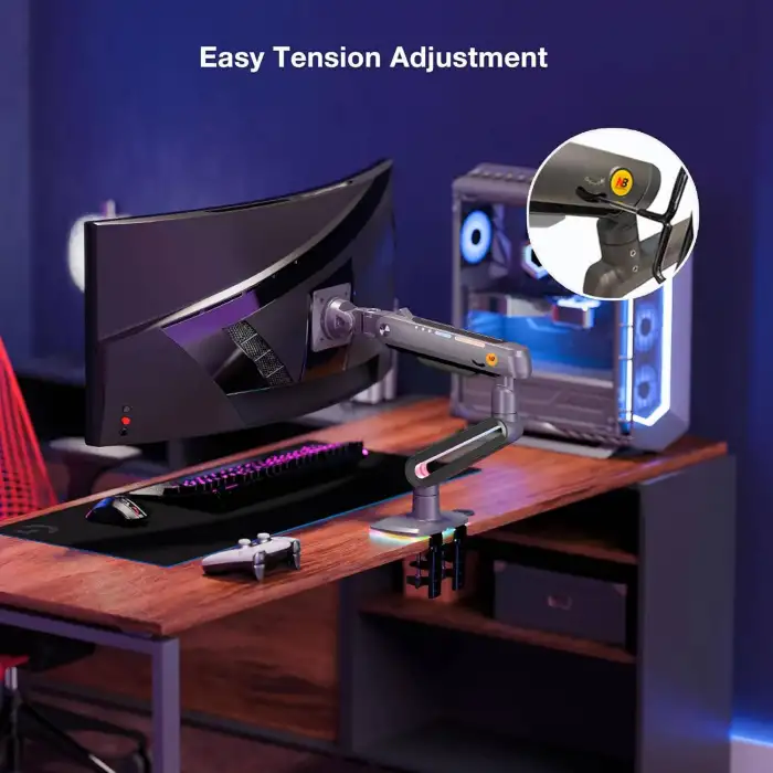 North Bayou NB F6 Gaming 32-60 inç Monitör Kolu 2-20 KG RGB Işıklı Yüksek Taşıma Kapasiteli Profesyonel Monitör Askısı