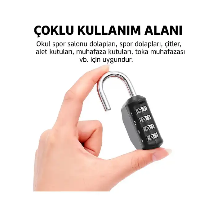 Omniax 4 Haneli Şifreli Asma Kilit Çelik Halkalı - Dolap/Bavul/Spor Çantası/Spor Salonu Kilidi