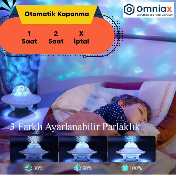 Omniax Galaxy Bluetooth Projektör Hoparlör Ufo Gece Lambası