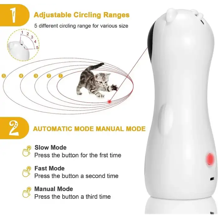 OmniaX Otomatik İnteraktif Kedi Oyuncağı - Hareket Sensörlü, Şarjlı, LED Işıklı
