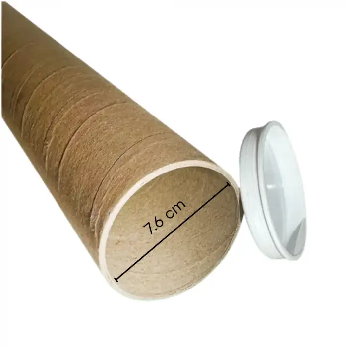 Postüp Karton Silindir Kutu - Ambalaj (125 x 7,6 cm) Kapaklı - 10 adet