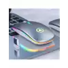 HPY Pazar Bluetooth + 2.4G Sessiz Şarjlı Arkadan Aydınlatmalı Kablosuz Mouse