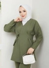 Yandan Bağlamalı Krep Ceket İkili Takım