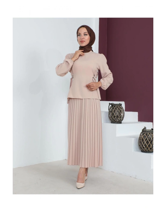 Pilise Etekli İkili Takım Krep Kumaş 7992