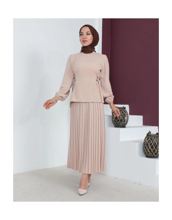Pilise Etekli İkili Takım Krep Kumaş 7992