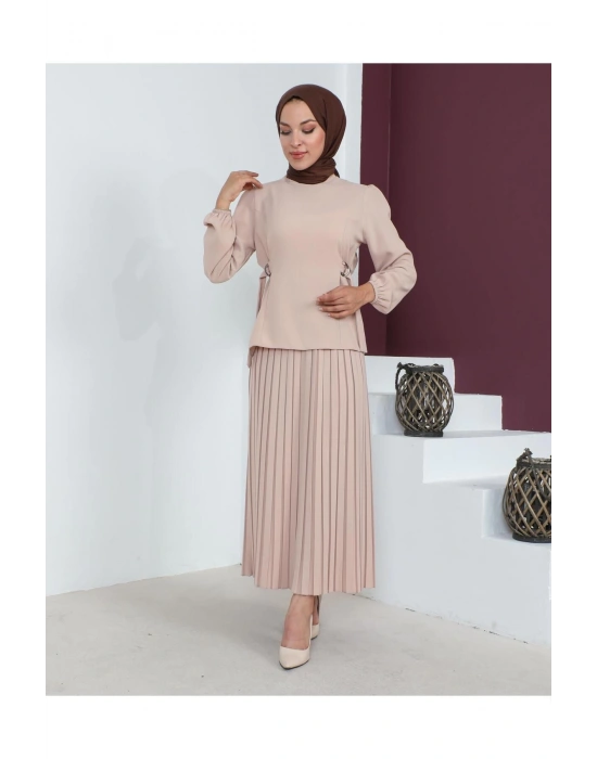 Pilise Etekli İkili Takım Krep Kumaş 7992