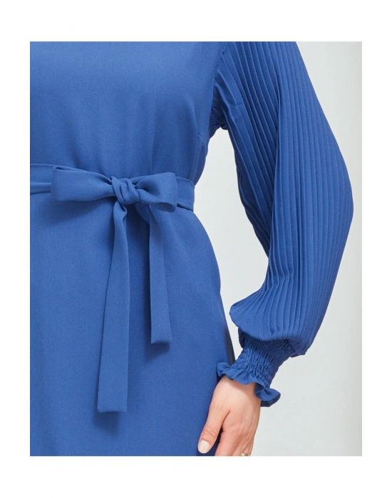 Kolları Piliseli Pantolonlu İkili Takım Krep Kumaş 7994