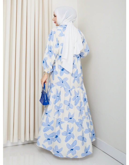 Büyük Çiçek Desen Elbise