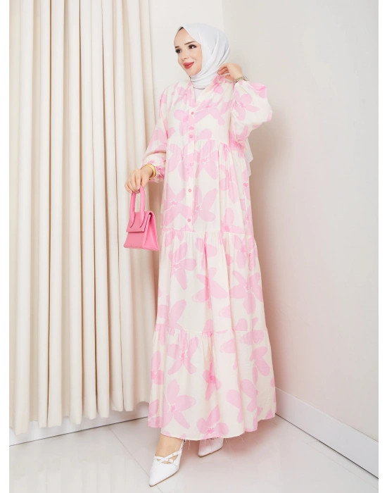 Büyük Çiçek Desen Elbise