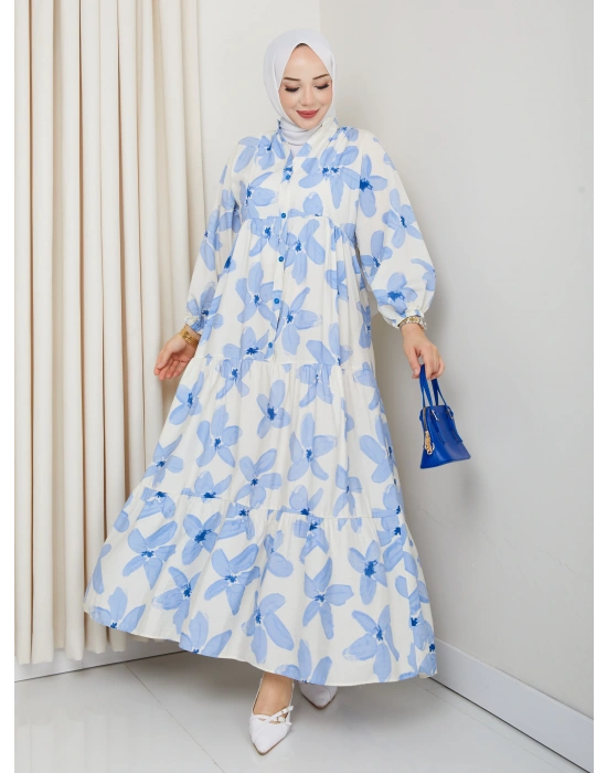 Büyük Çiçek Desen Elbise