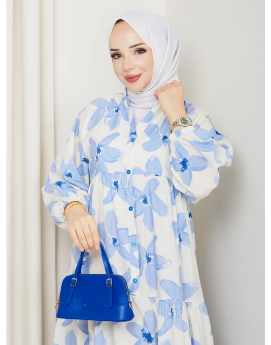 Büyük Çiçek Desen Elbise