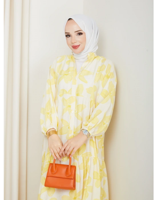 Büyük Çiçek Desen Elbise