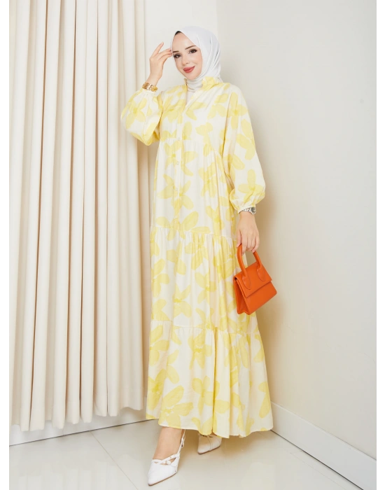 Büyük Çiçek Desen Elbise