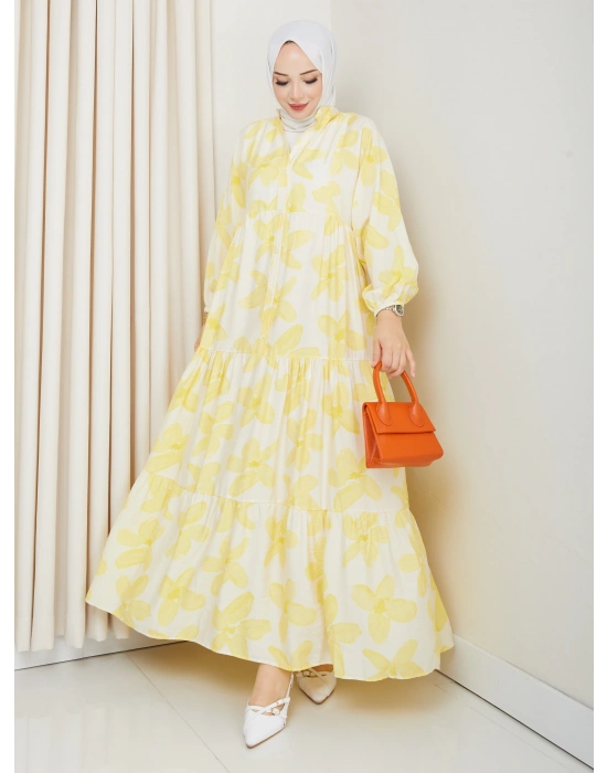 Büyük Çiçek Desen Elbise