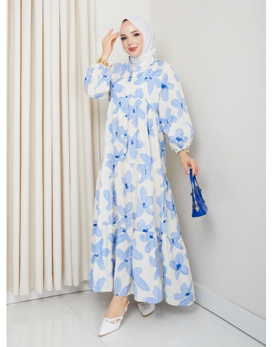 Büyük Çiçek Desen Elbise