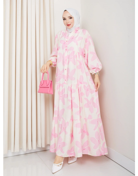 Büyük Çiçek Desen Elbise