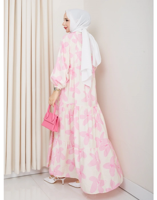 Büyük Çiçek Desen Elbise