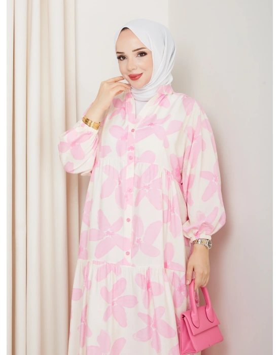 Büyük Çiçek Desen Elbise