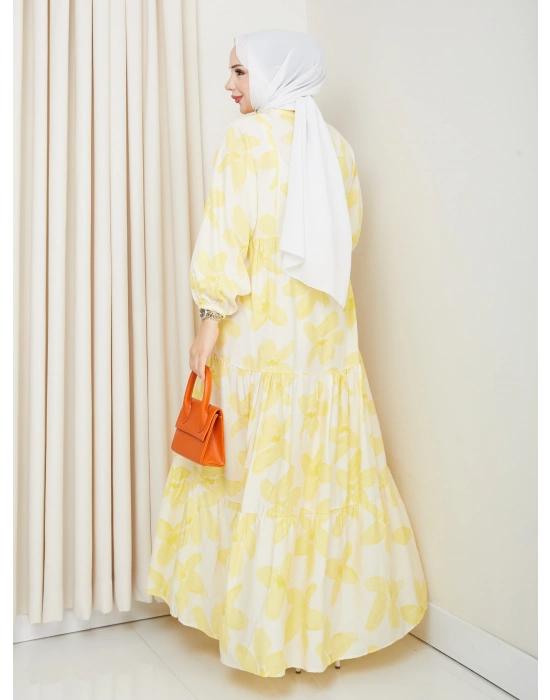 Büyük Çiçek Desen Elbise