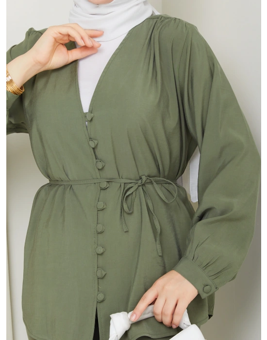 Düğme Detaylı Modal Takım