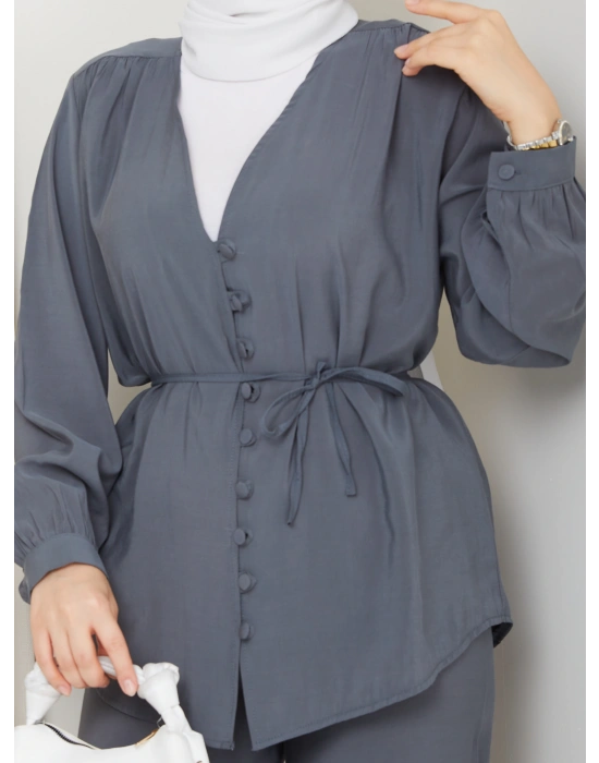 Düğme Detaylı Modal Takım