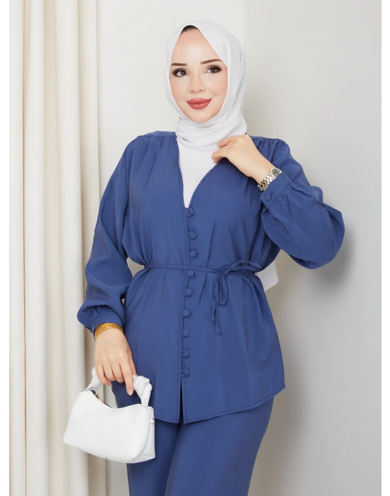 Düğme Detaylı Modal Takım