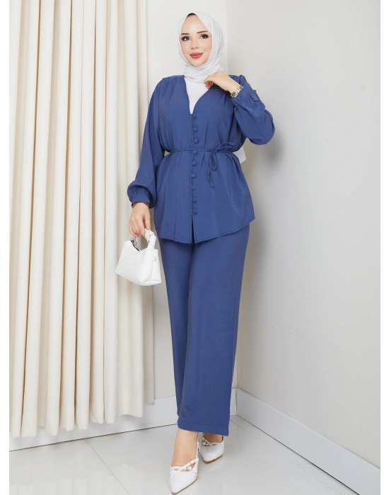 Düğme Detaylı Modal Takım