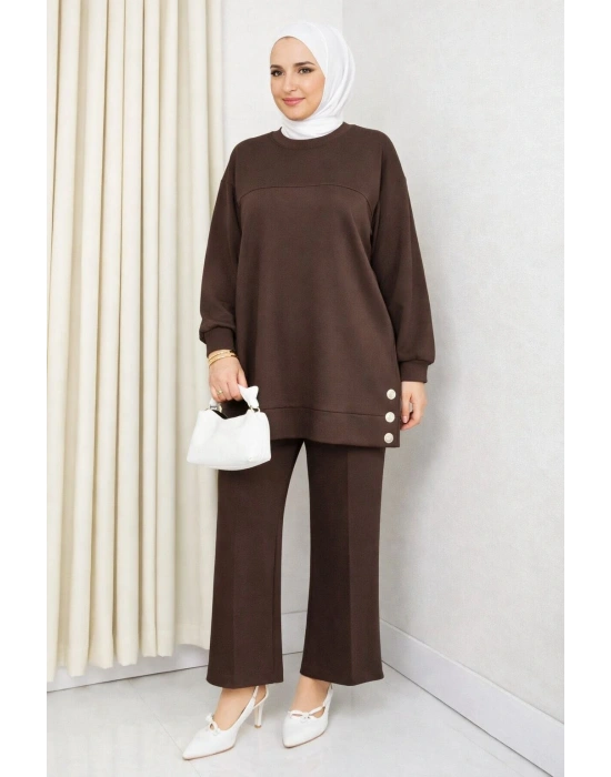 İki Yanı Düğme Detaylı İkili Takım