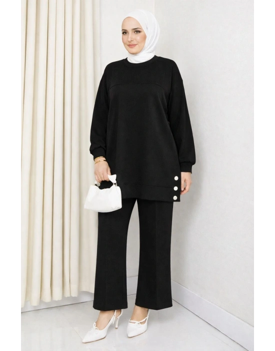 İki Yanı Düğme Detaylı İkili Takım