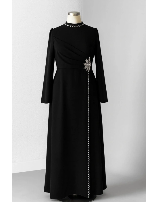 Krep Kumaş Taş Detaylı Abiye