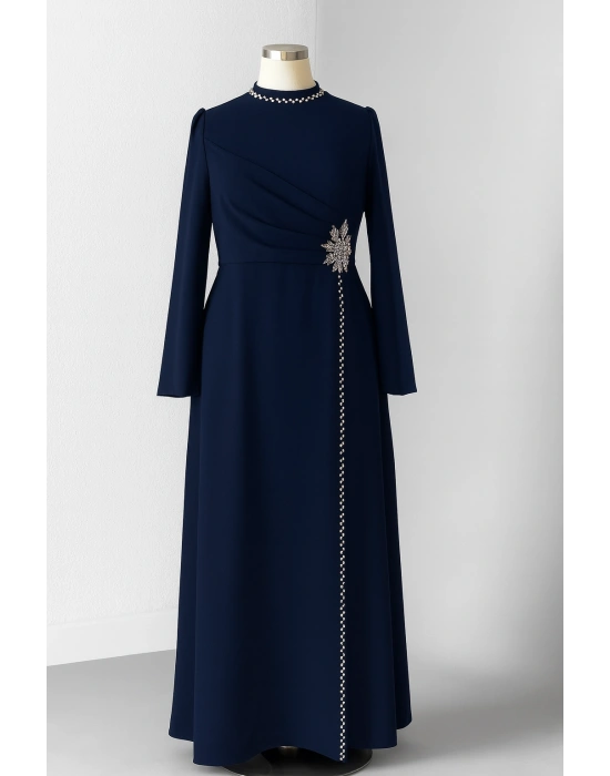 Krep Kumaş Taş Detaylı Abiye