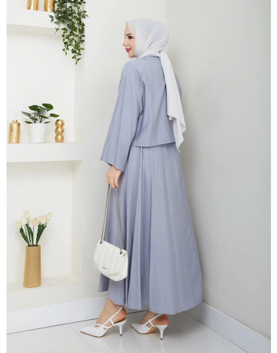 Önü Bağlamalı Çilek Kumaş Etekli Takım