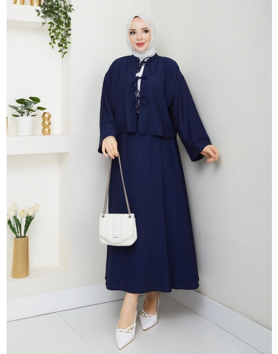 Önü Bağlamalı Çilek Kumaş Etekli Takım