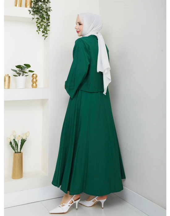 Önü Bağlamalı Çilek Kumaş Etekli Takım