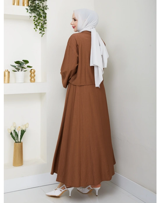 Önü Bağlamalı Çilek Kumaş Etekli Takım