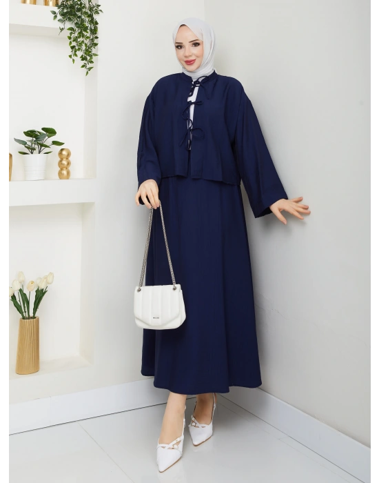 Önü Bağlamalı Çilek Kumaş Etekli Takım