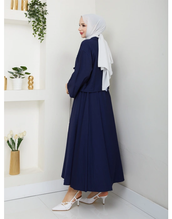 Önü Bağlamalı Çilek Kumaş Etekli Takım