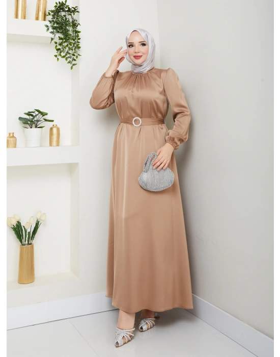 Toka Kemer Detaylı Saten Abiye