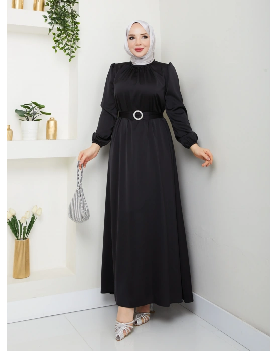 Toka Kemer Detaylı Saten Abiye