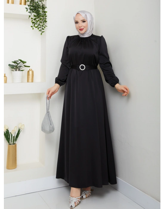 Toka Kemer Detaylı Saten Abiye