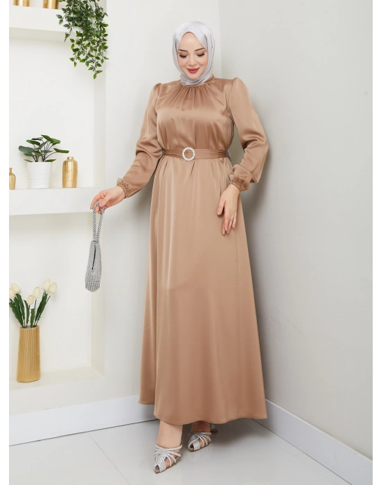 Toka Kemer Detaylı Saten Abiye