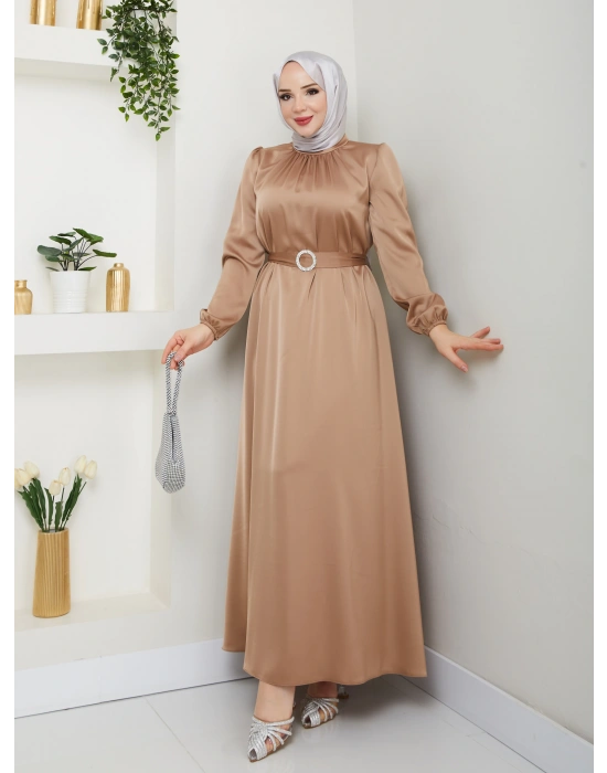 Toka Kemer Detaylı Saten Abiye