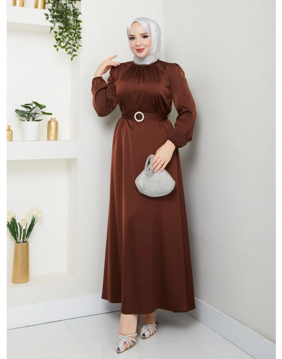 Toka Kemer Detaylı Saten Abiye