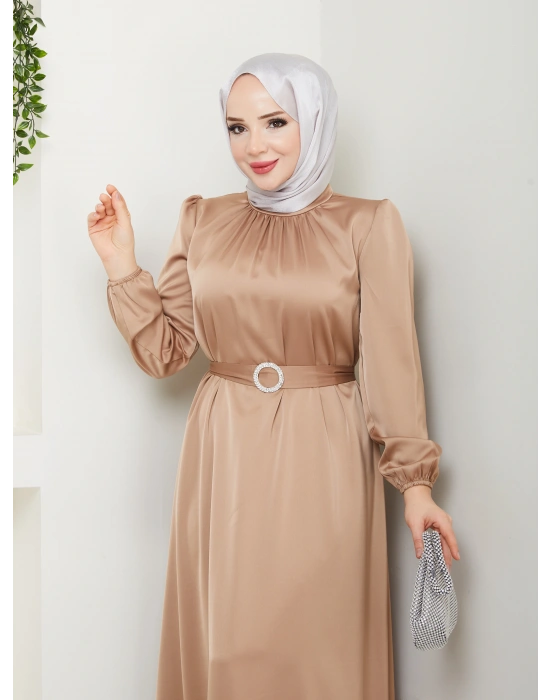 Toka Kemer Detaylı Saten Abiye