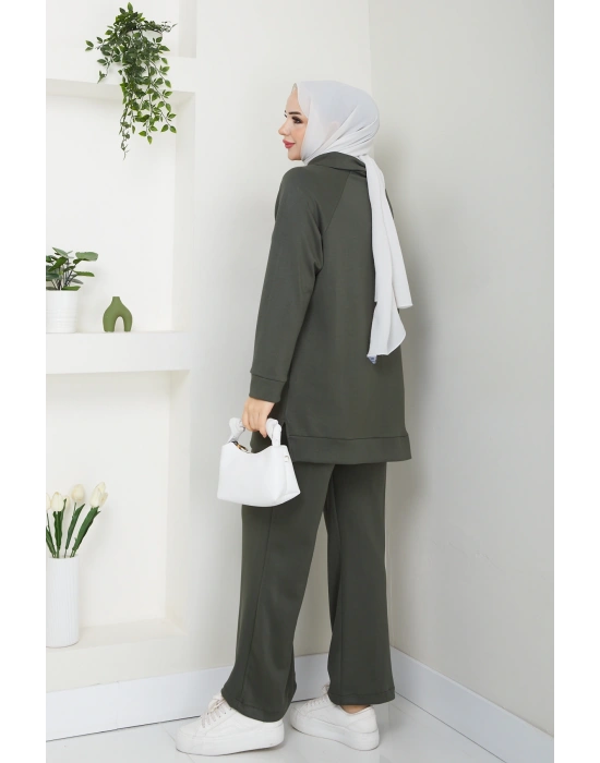 Yakası Fermuarlı Basic İkili Takım