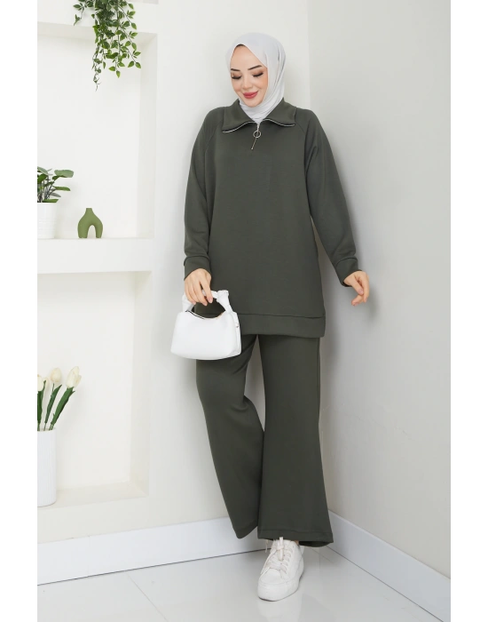 Yakası Fermuarlı Basic İkili Takım