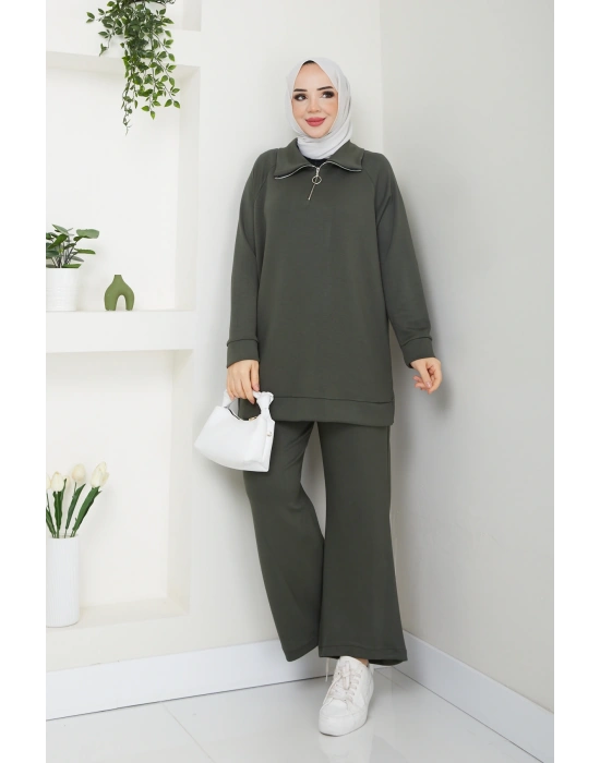 Yakası Fermuarlı Basic İkili Takım