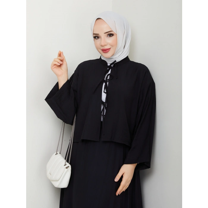 Önü Bağlamalı Çilek Kumaş Etekli Takım